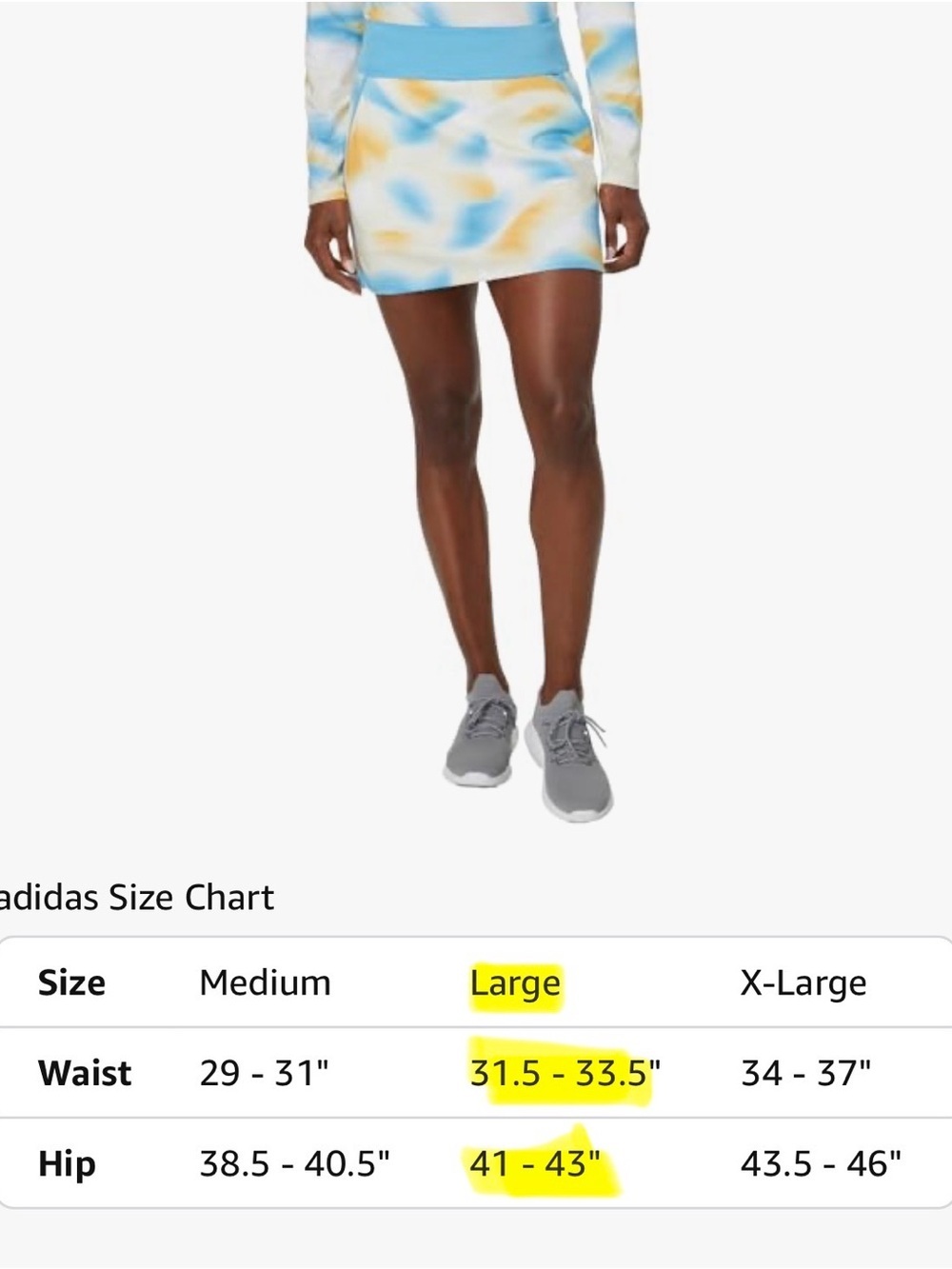 Adidas Ultimate365 Printed Golf Skort NWT Ivory Blue Yellow Size Large - Picture 8 of 8